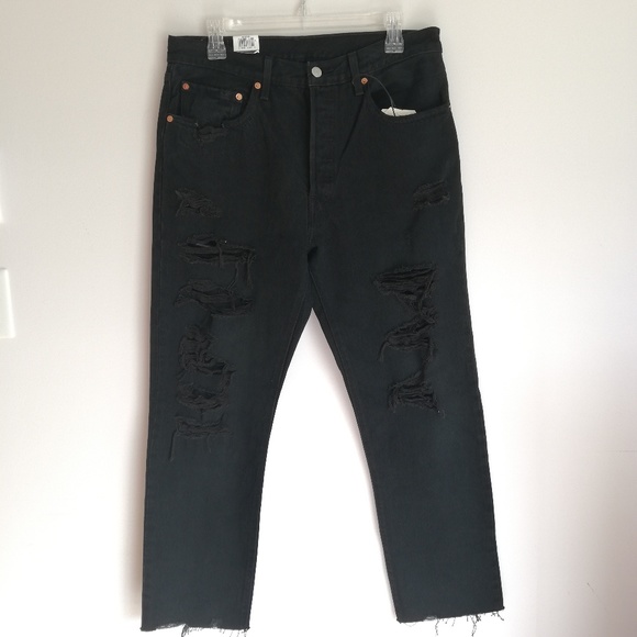 Levis 501 Original Cropped High Rise distressed - Picture 3 of 7